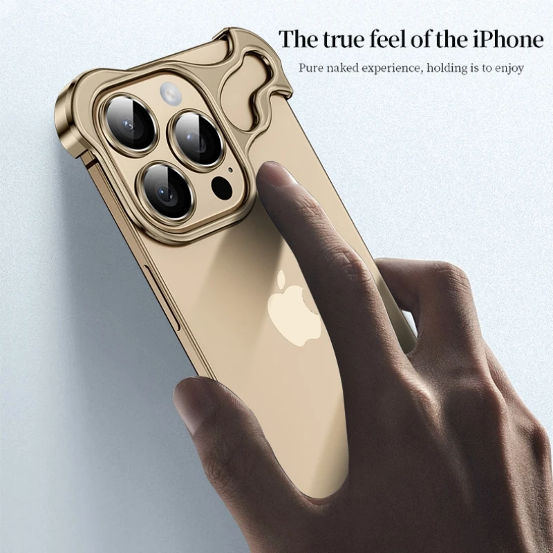 Фото Необычный металлический чехол-бампер для телефона для iPhone 17, 16, 15, 14, 13, 12 Pro Max Plus 17 Air 16E, безрамный противоударный чехол из алюминиевого сплава №5