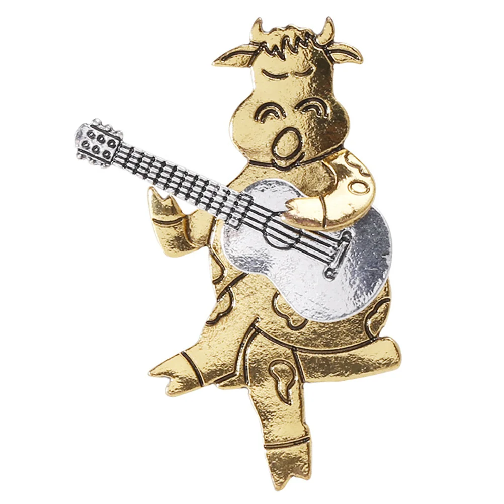 

Brooch Retro Decor Unique Cartoon Style Small Cattle Guitar Fashion Decorative Alloy Lovely Clothes Breastpin Miss