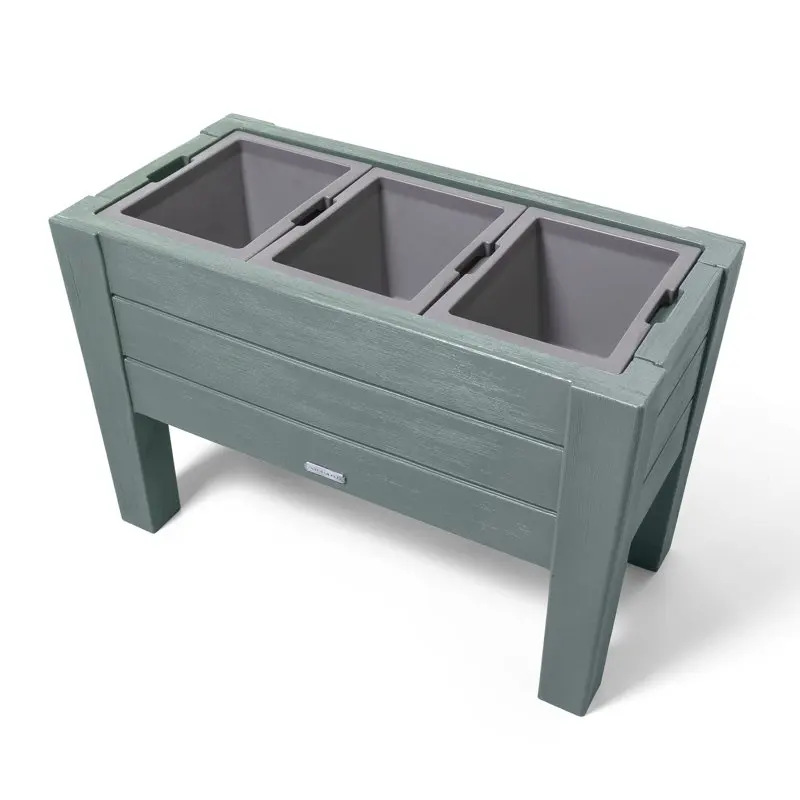 

26" Tall Raised Outdoor Rectangle Resin Planter