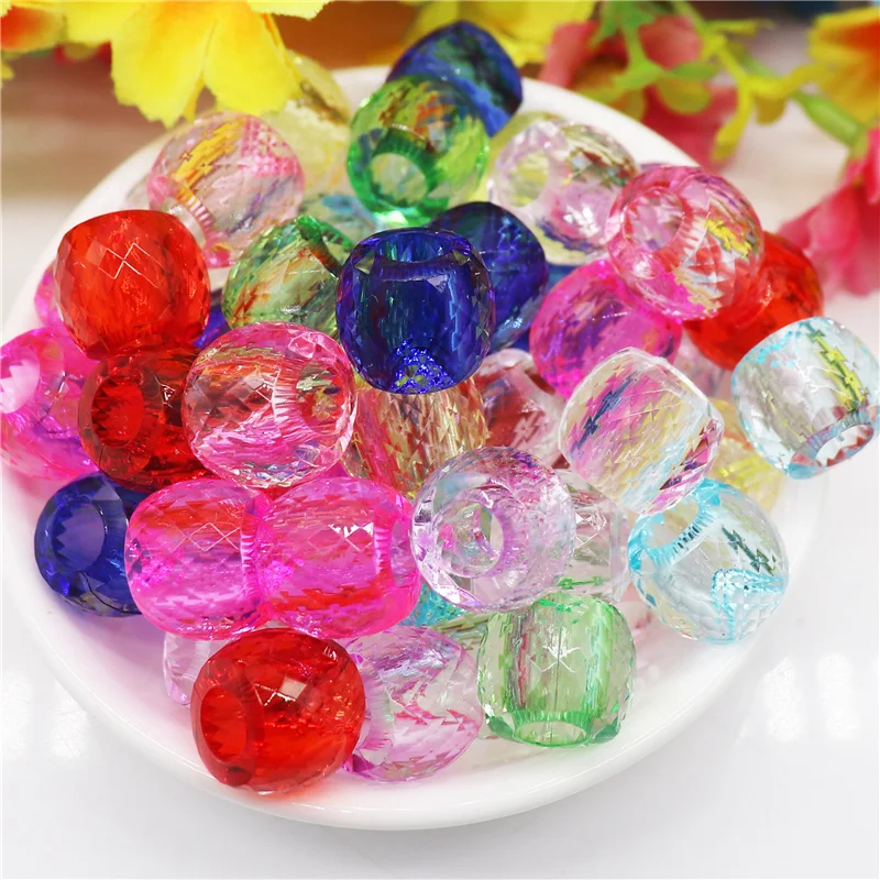 

10 шт. смешанных цветов 14*11 мм круглый граненый полимер Muranos 5 мм большое отверстие стандартное подходит для браслета Pandora женское стандартное