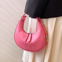 small pu leather women luxury designer handbags and purses 2022 fashion half moon cute tote ladies brand shoulder bags