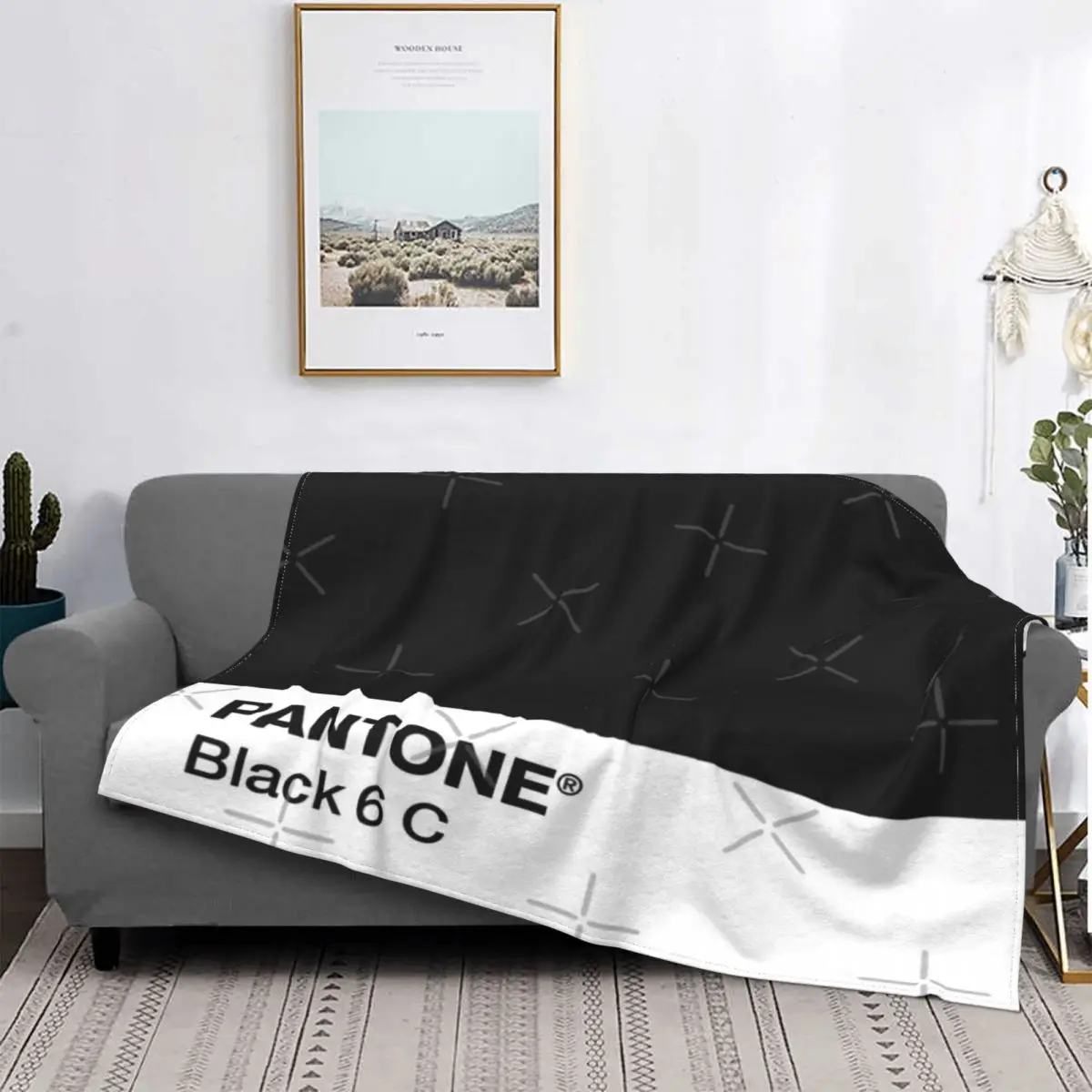 

Pantone-colcha de muselina a cuadros para cama, manta con capucha, toalla de playa de lujo, color negro, 6 C