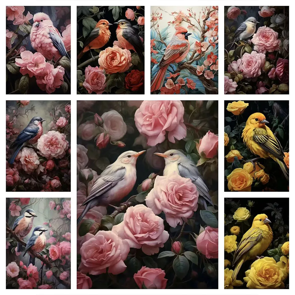 

Алмазная живопись с птицами и цветами, 2023