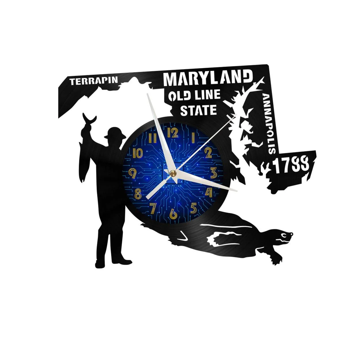 

1788 Maryland History Vinyl Wall Clock, Vinyl Record Clock Wall Art Silent & Non-ticking