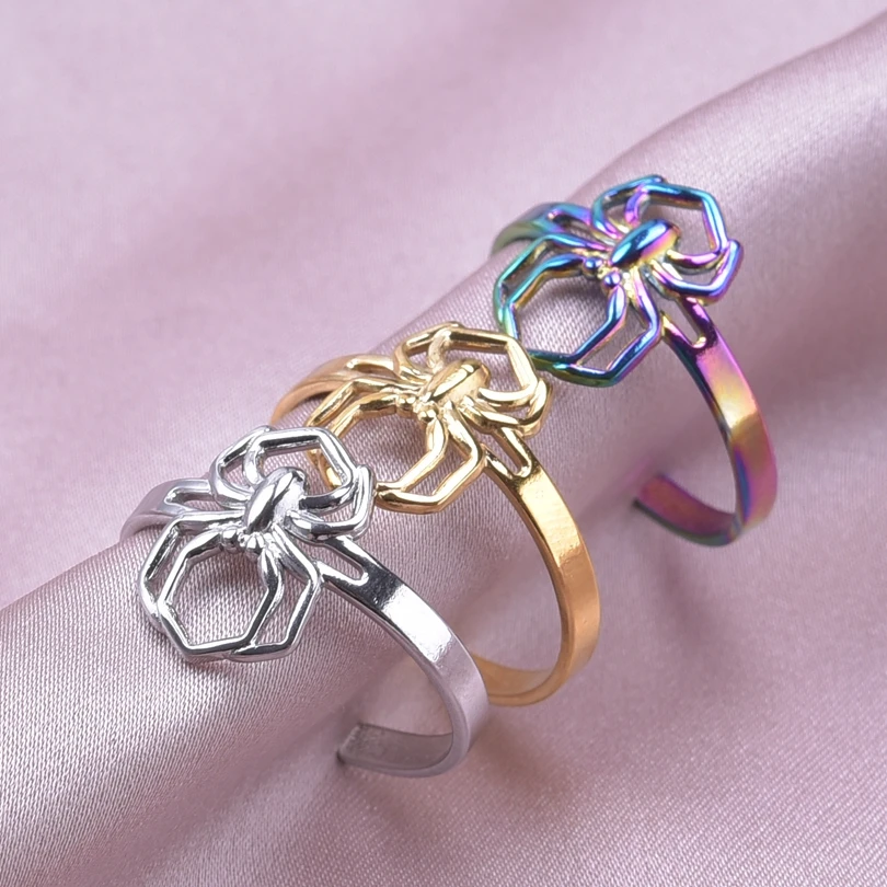 Открытое регулируемое кольцо из нержавеющей стали в стиле панк