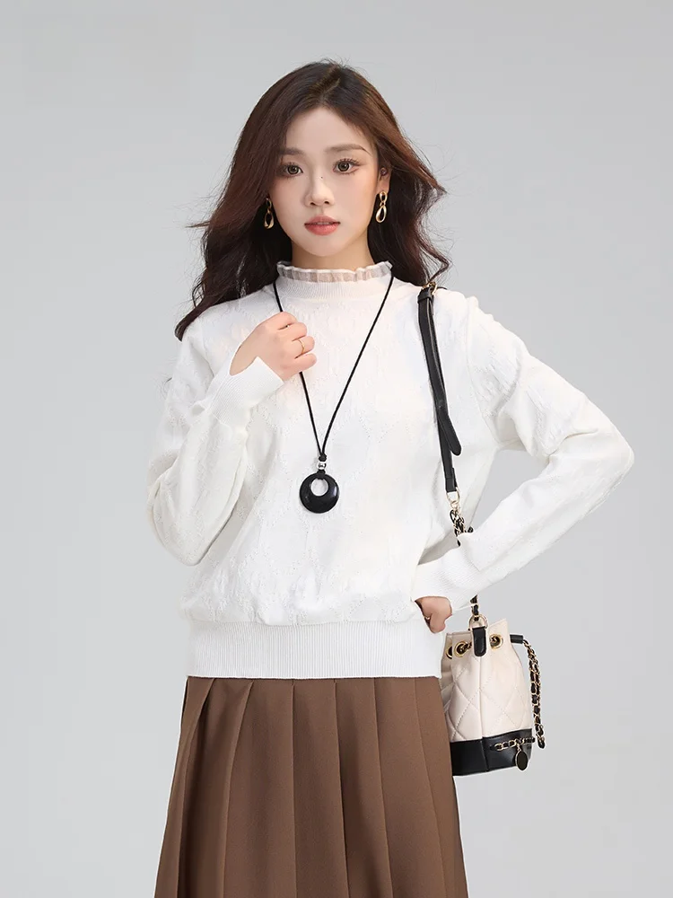 Handu Clothing House кружевная рубашка с длинными рукавами женская вязаная облегающая