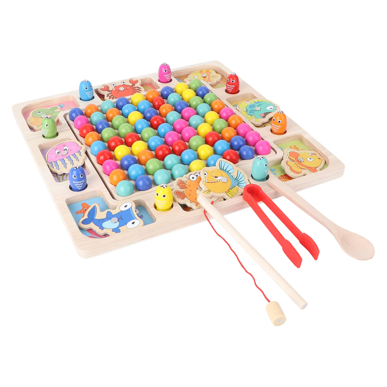 

1Set 3-in-1 Beads Fishing Magnetic Fishing Interactive Early Education for Home Kids