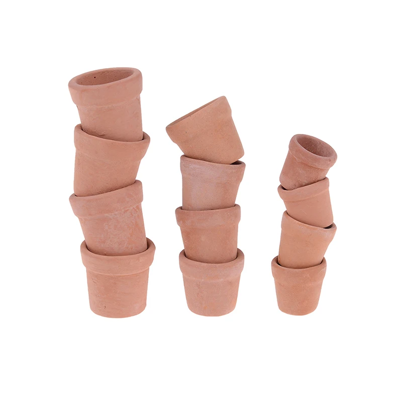 7/12pcs Mini Red clay Flowerpot Simulation Garden Flower Pot Model Toy For 1/12 Dollhouse Miniature Doll Houses Accessories