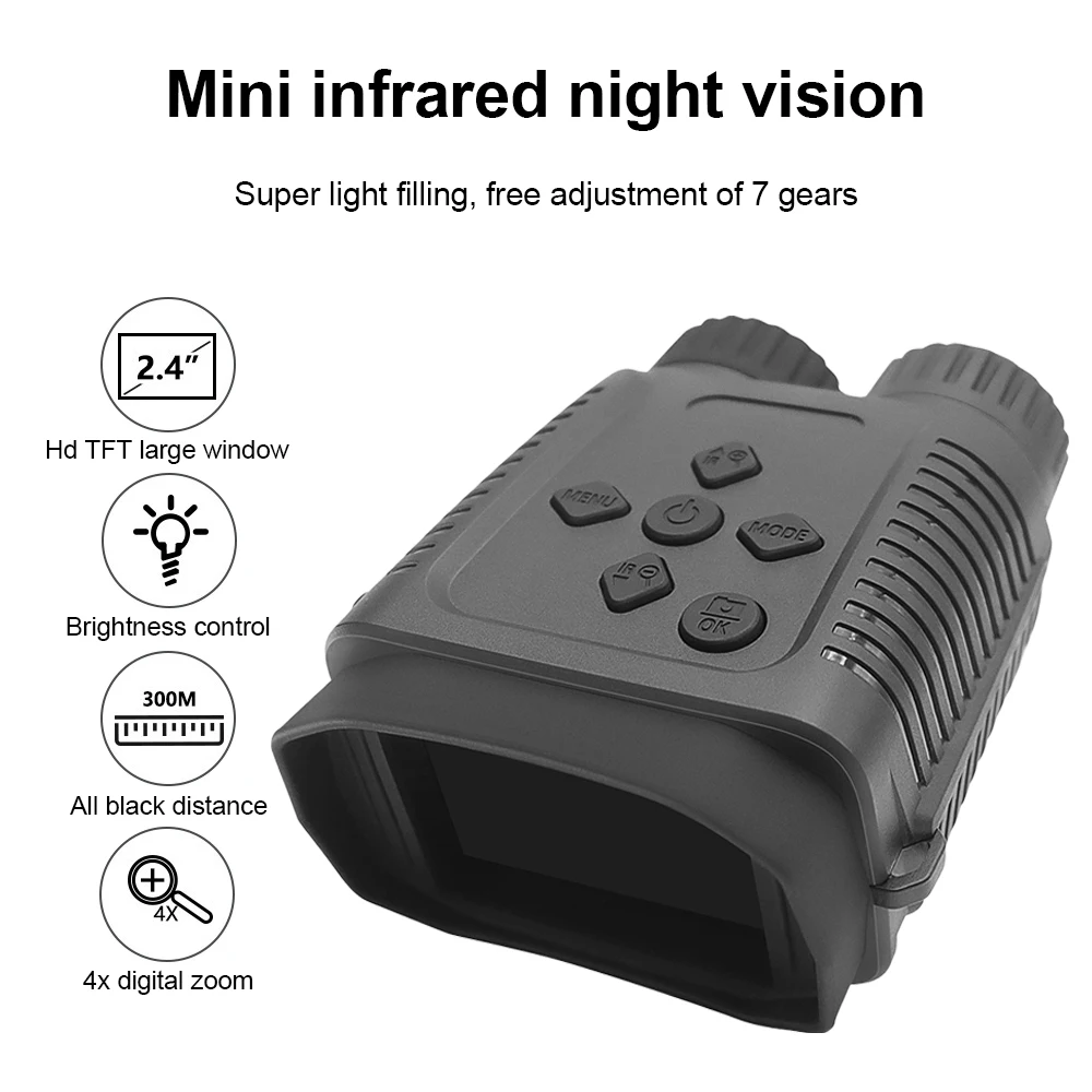 Бинокулярные очки ночного видения 1080P 4-кратный цифровой зум 7 уровней яркости