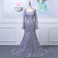 yipeisha silver real picture mother of bride dresses with lace belt full sleeve boho wedding party gowns 2022 new arrived summer