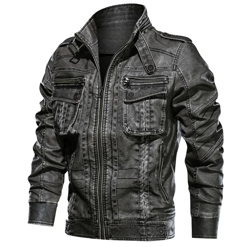 

2022 Leather Jacket Men Motorcycle PU Leather Jackets Male jaqueta couro masculina Streetwear Faux Leather Men Plus Size XL-6XL