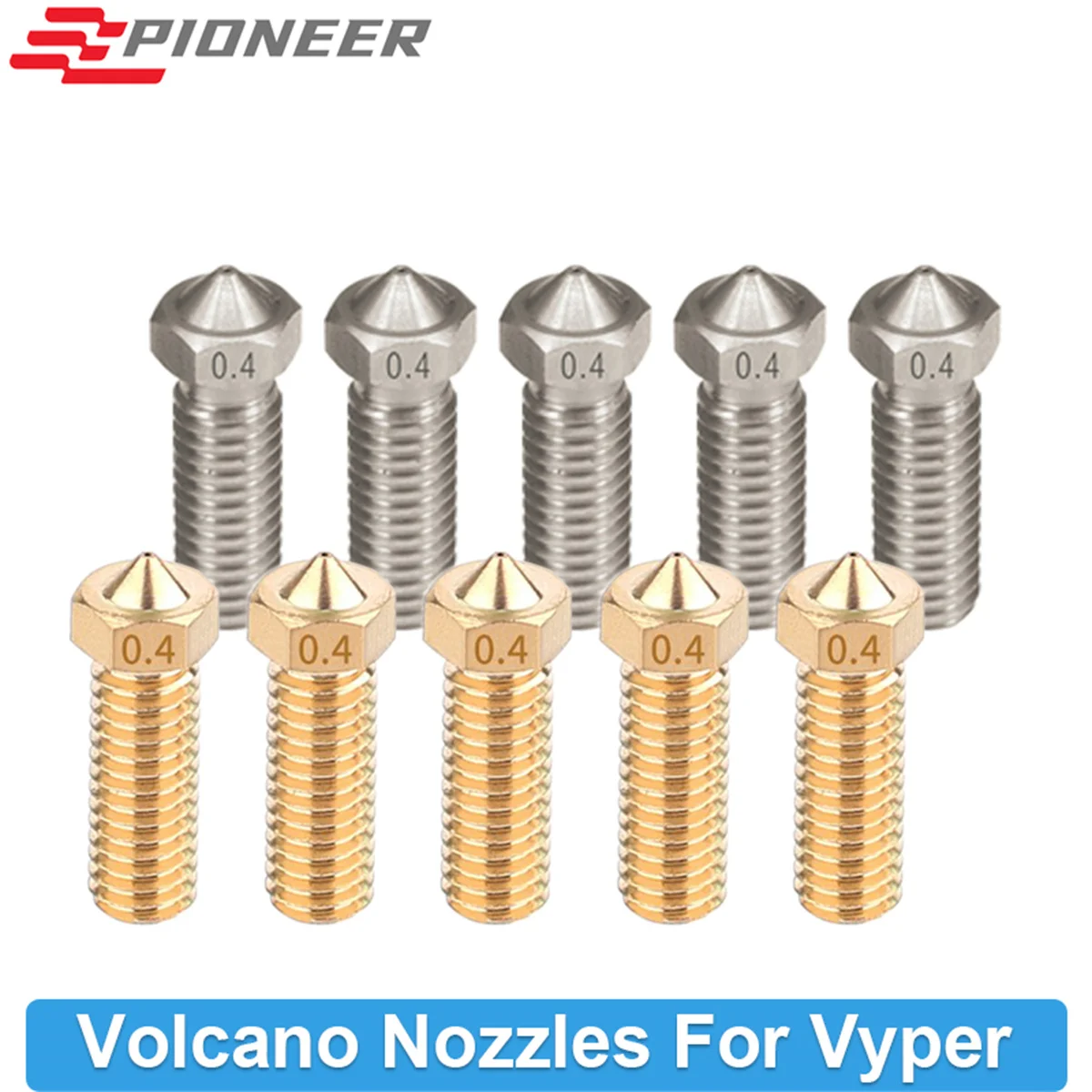 

5PCS 1.75 0.4mm 3D Printer Volcano Nozzle Brass Nozzles For Anycubic Vyper For E3D Volcano Hotend M6 Extruder Nozzle