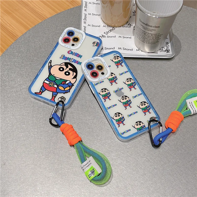 

BANDAI Anime Crayon Shin-chan Phone Case For iPhone 11/12/13 Pro Max 7/8 Plus XR XS Max Angel Eyes Lens Protect Phone Cover