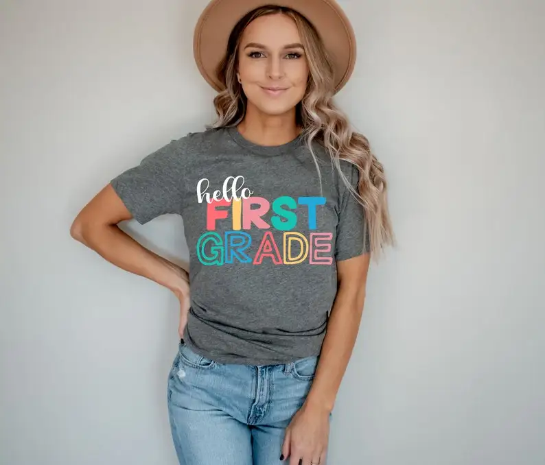 

First Grade Teach Shirt 1st Grade teacher Tshirt Elementary Teacher Back to School 2022 grade Level 1st Team First Day Shirt