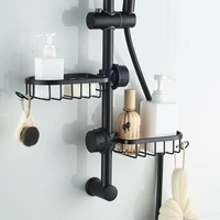 aluminum basket shelf single layer bathroom storage for shampoo soap shower storage rack holder bathroom organizer with hooks