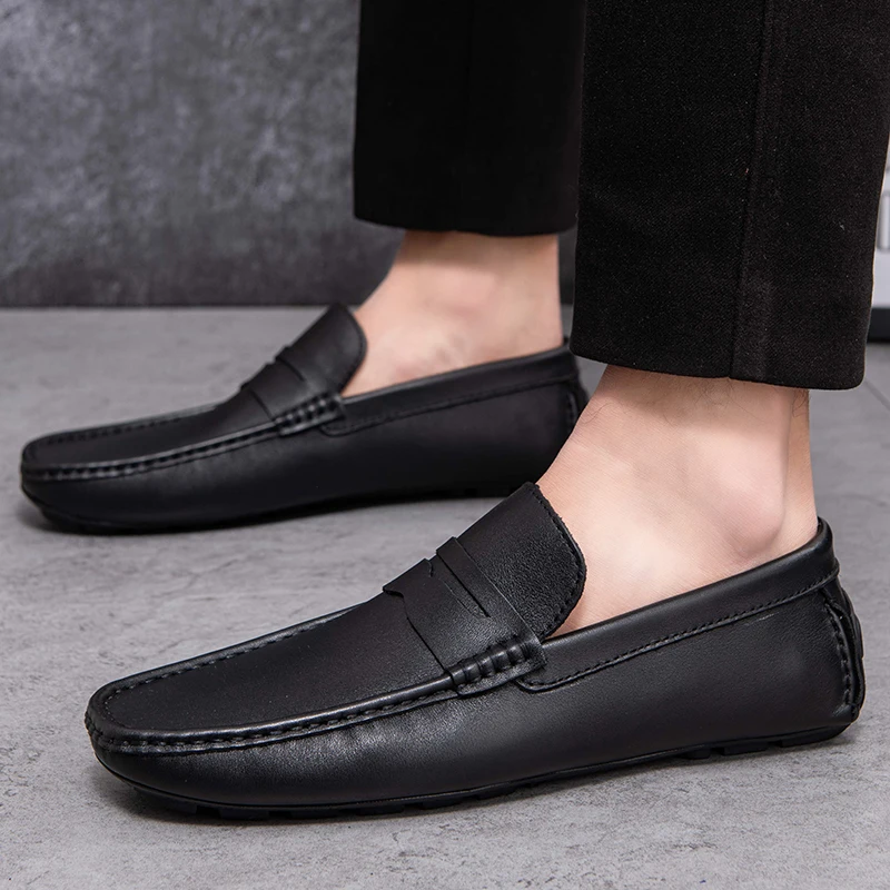 

Men's Loafer Genuine Cow Leather Dress Shoes Natural Material Breathable Moccasins Leisure Shoe s Luxury Brand Moccasins