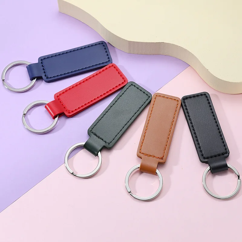 Free Custom Letters  DIY Gift Personalized Initials PU Leather Key Cover Holders Family Door keyChain