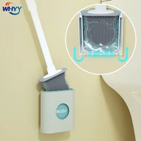 whtt silicone toilet brush with base simple design no dead angle long handle wall cleaning wash tool bathroom accessories set