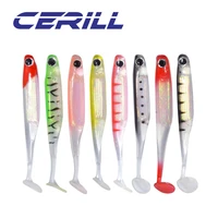 cerill 5 pcs 100mm 5g 3d eyes soft fishing lure lifelike shad bait silicone paddle tail artificial carp bass fishing tackle