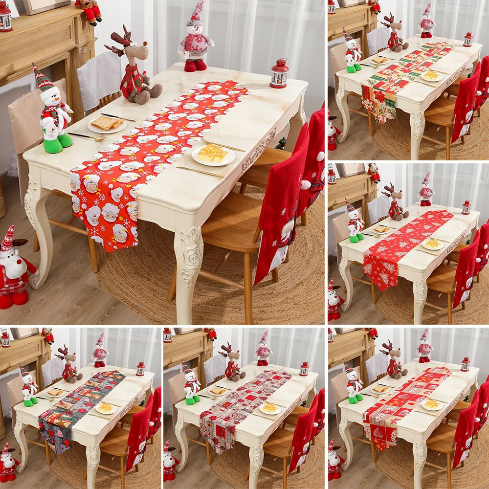 

Christmas Table Runner Christmas Pattern Dinner Placemat Xmas Party Decor Table Runner Desktop Ornaments