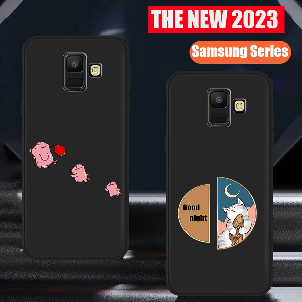 

Luxury Cartoon Pig Cat etui Silicone Cover for Samsung Galaxy A5 A6 A7 A8 A10 A30 A40 A50 A22 A32 A72 A82 J7 J8 Plus Phone Case