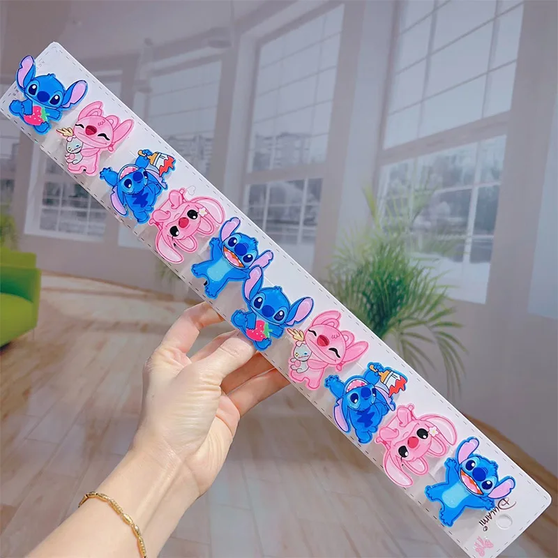 10pcs Disney Lilo & Stitch Hair Bands Kawaii Anime Hairpin Cartoon Rubber Band Hair Accessoires Girl Women Gifts Kids Toy images - 6