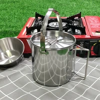 kettle outdoor portable folding stainless steel picnic cookware kettle 1 2l camping coffee pot teapot hanging pot