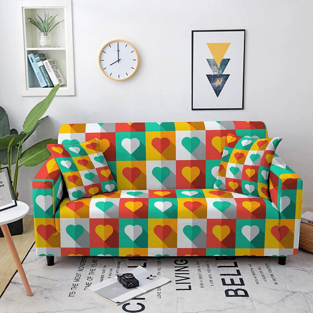 

Love Pattern Printed Sofa Cover For Living Room Stretch Slipcover Elastic Slipcover Corner Sofa Cover Chaise L Shaped Home Decor