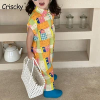 criscky baby girls overalls child short sleeve printing pants jumpsuit childrens clothing kids overalls girls outfits