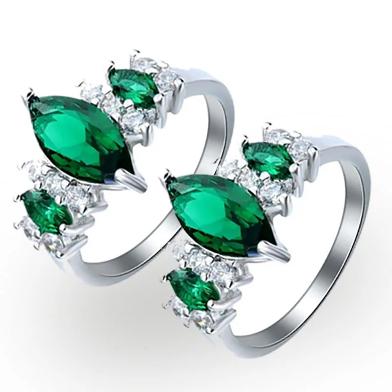 

Hot Sale Fashion Jewelry Green Oval Irregular Geometric Crystal Zirconia Female Alloy Ring For Women Party Jewelry Accessories