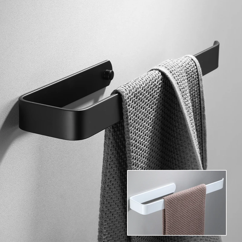 

Аксессуары для ванной комнаты S066, черно-белый алюминиевый держатель для полотенец, установка отверстий без сверления