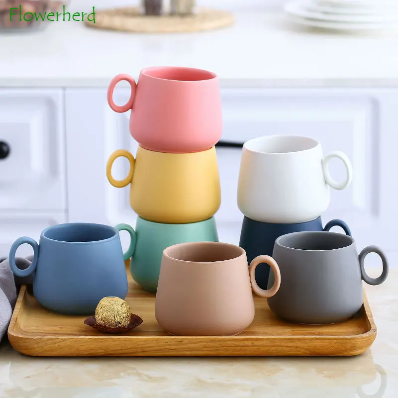 

Ceramic Mug Frosted Glaze Nordic Coffee Cup with Handle Creative Color Mugs Coffee Cups Couple Gift Custom Logo Water Cup