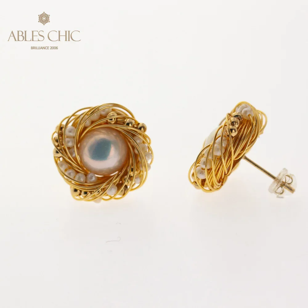 Серьги-гвоздики женские с жемчугом в стиле барокко