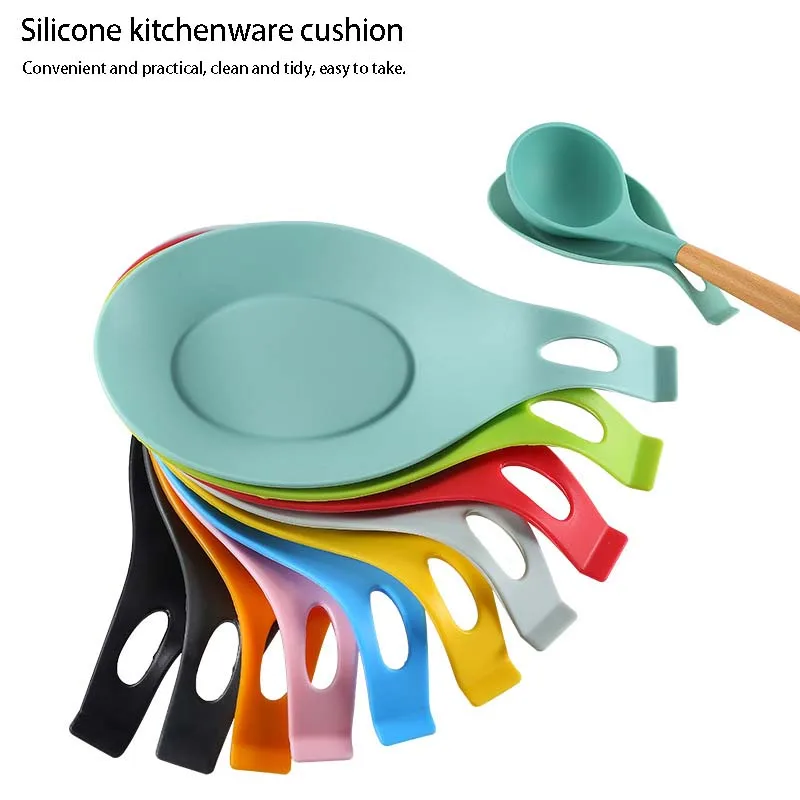 

Silicone Insulated Spoon Holder Heat Resistant Placemat Drink Glass Coaster Spoon Holder Cutlery Shelving Kitchen Tools Placemat