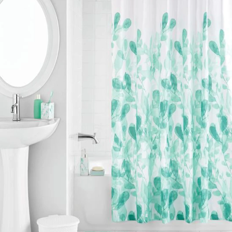 

17-Piece Eucalyptus Green Polyester/Ceramic Bathroom Set, Green