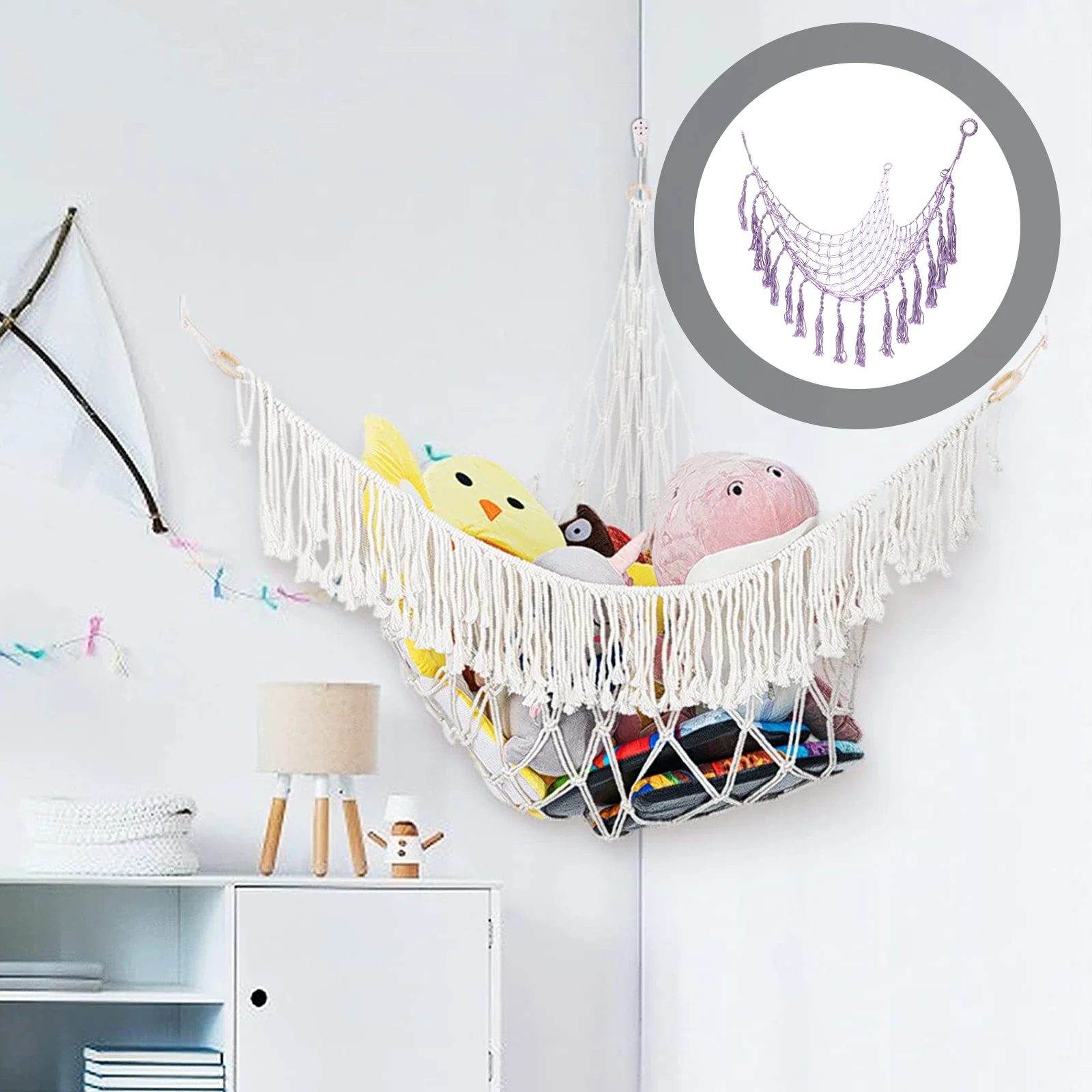 

Hammock Toy Net Storage Stuffed Animal Organizer Macrame Corner Hanging Plush Holder Display Wall Meshanimals Decor Catcher
