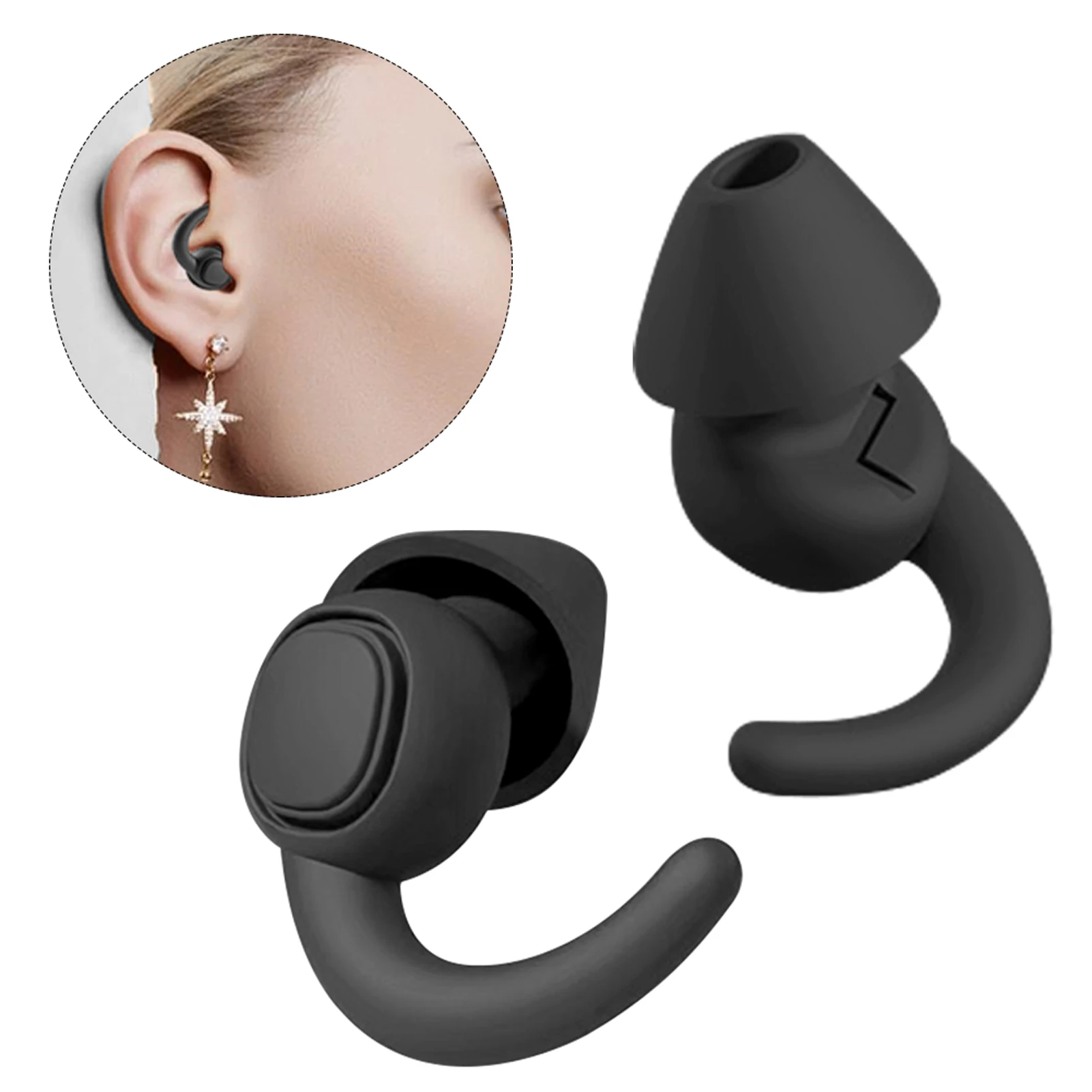 

1pair Portable Noise Canceling Hearing Protection Ear Plug Washable Waterproof Work Dormitory Sleeping Swimming Snoring Airplane