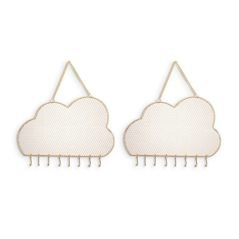 

Uclio 2 Pack Wall Hanging ,Jewelry Storage Rack ,Hanging Earring Rack ,Bracelet Necklace Hooks Mesh Gold Jewelry Stand