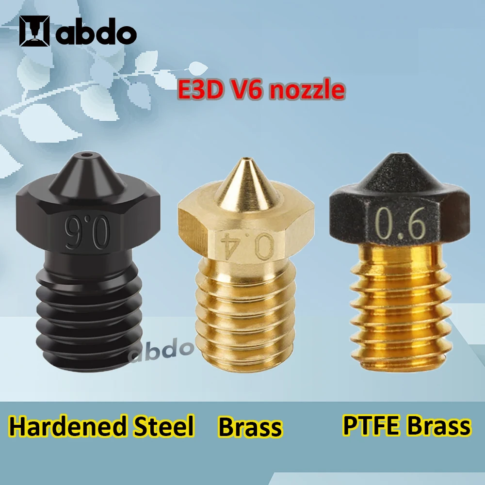 E3D Nozzle 0.2/0.4/0.6/0.8mm Hardened Steel nozzles for Titan Extruder Prusa i3 MK3 3D Printer Accessories V6 Brass