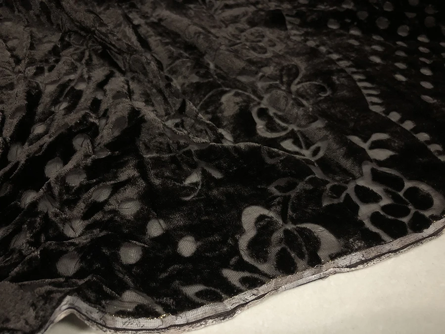 Высококачественная бархатная ткань из натурального шелка коричневая вырезанная