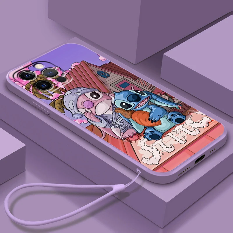 

Oil Painting Art Stitch Cute Liquid Rope Cover Phone Case For Apple iPhone 14 13 12 Mini 11 XS Pro Max X XR Plus SE 2020 Funda