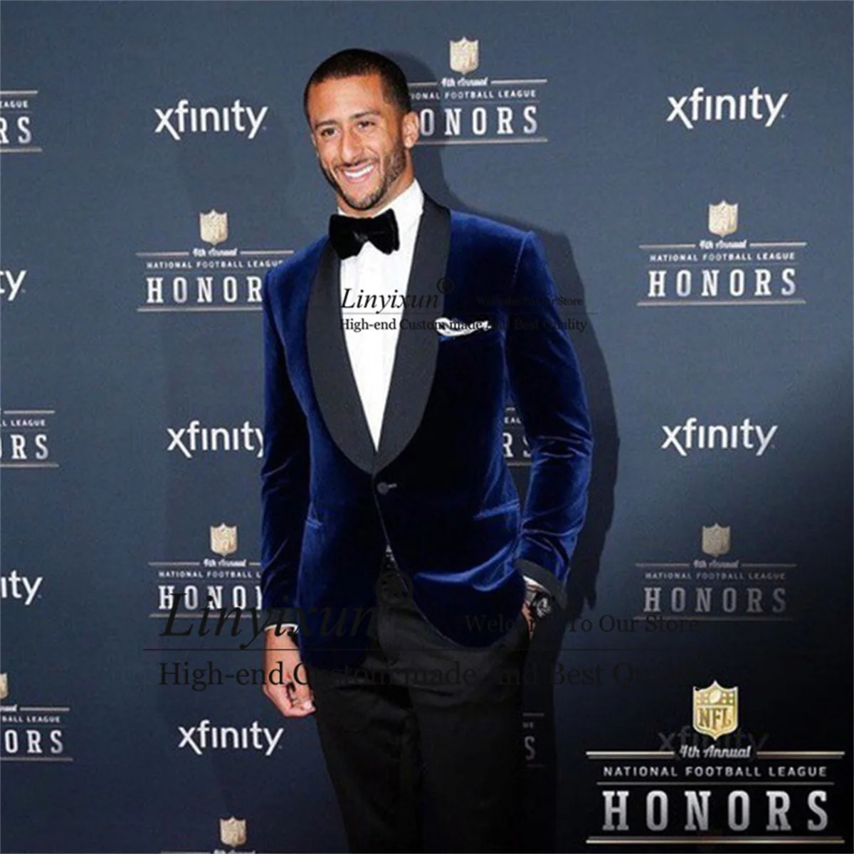 

Модные темно-синие бархатные смокинги для жениха, мужские костюмы с лацканами и шалью, комплект из 2 предметов, блейзер и брюки, мужской костюм