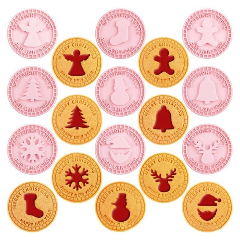 

9 Pack Plastic Cookie Moulds Christmas Cookies Cutters Biscuits Stampers Cutters Cake Decoration Biscuits Baking Gadgets