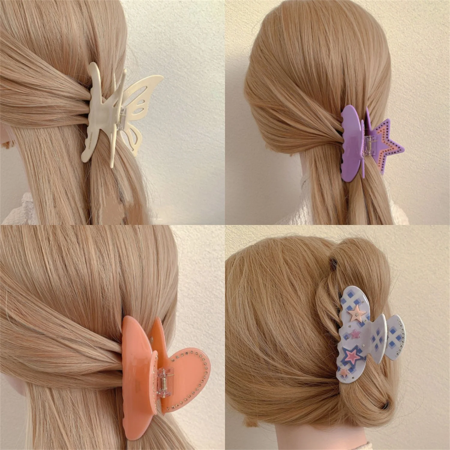 

Star Heart Crab Hair Clip Large Butterfly Acetate Hairpin Female Geometric Hair Claw Hair Accessories For Women