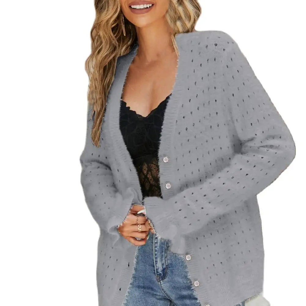 

Women Cardigan Sweater Long Sleeve Soft Knitted Cardigan Autumn Winter Buttons Placket Knitted Coat
