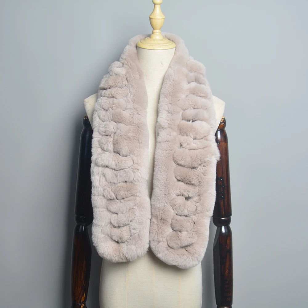 Новый брендовый вязаный модный женский шарф из натурального меха кролика рекс