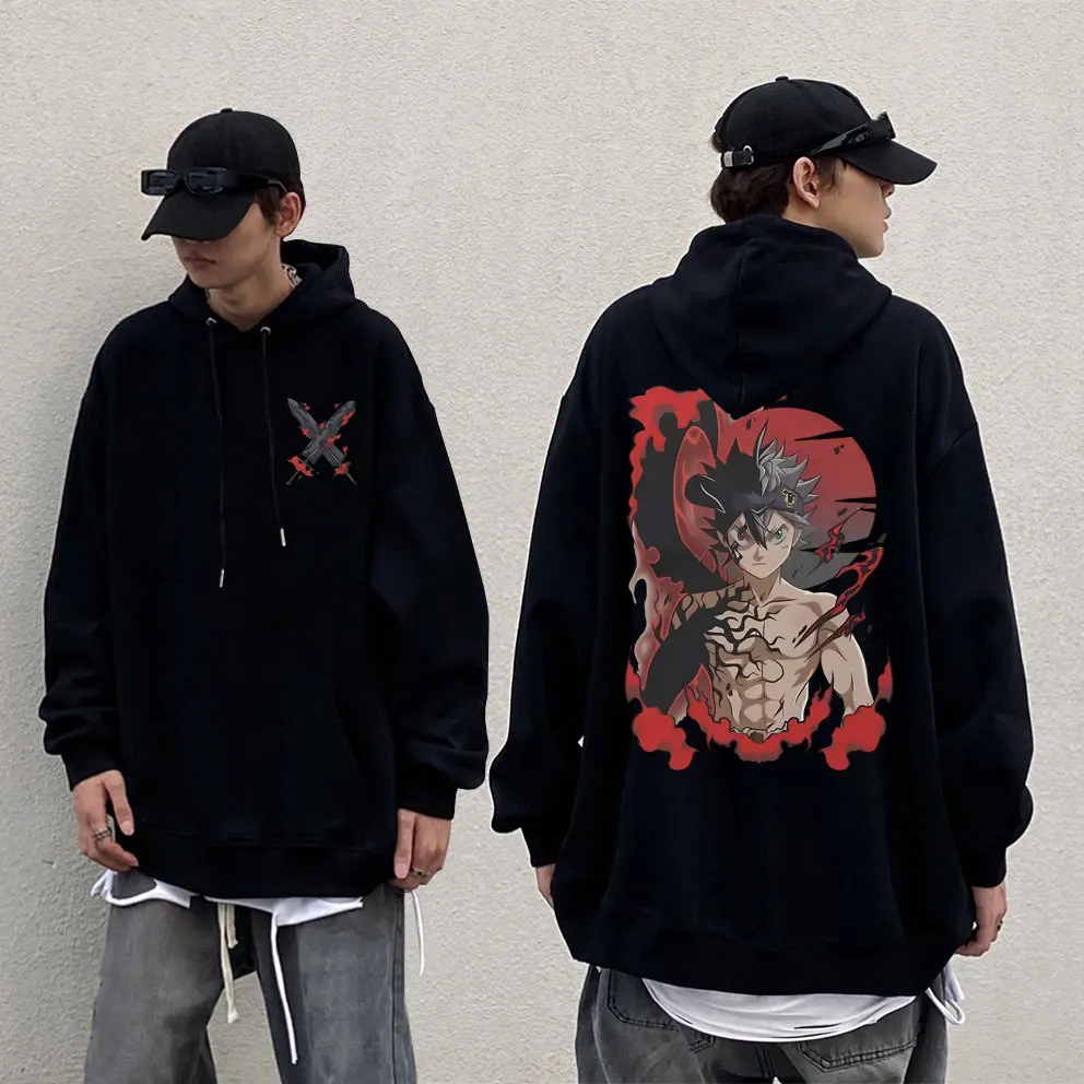 

Anime Black Clover Double Sided Print Hoodie Japanese Manga Men Women Casual Cartoon Oversized Sweatshirt Asta Graphic Hoodies