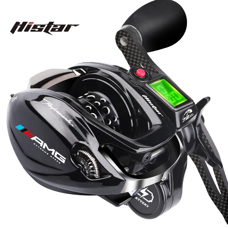

HISTAR Long Casting 7.2:1 High Ratio 10kg Drag Power 9 1 BB Magnetic Braking AMG Backlight Digital LED Baitcasting Fishing Reel