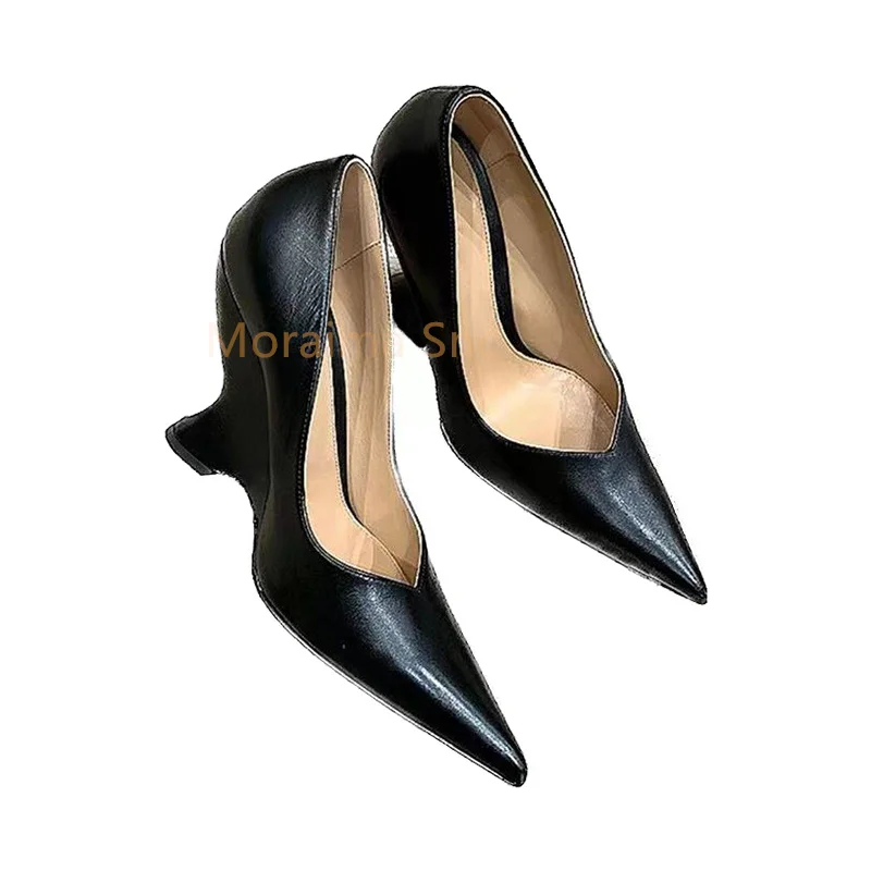 2023 Spring New Black Strange Style Women Pumps Pointed Toe Female Retro French High Heels Shallow Single Shoes Female All Match