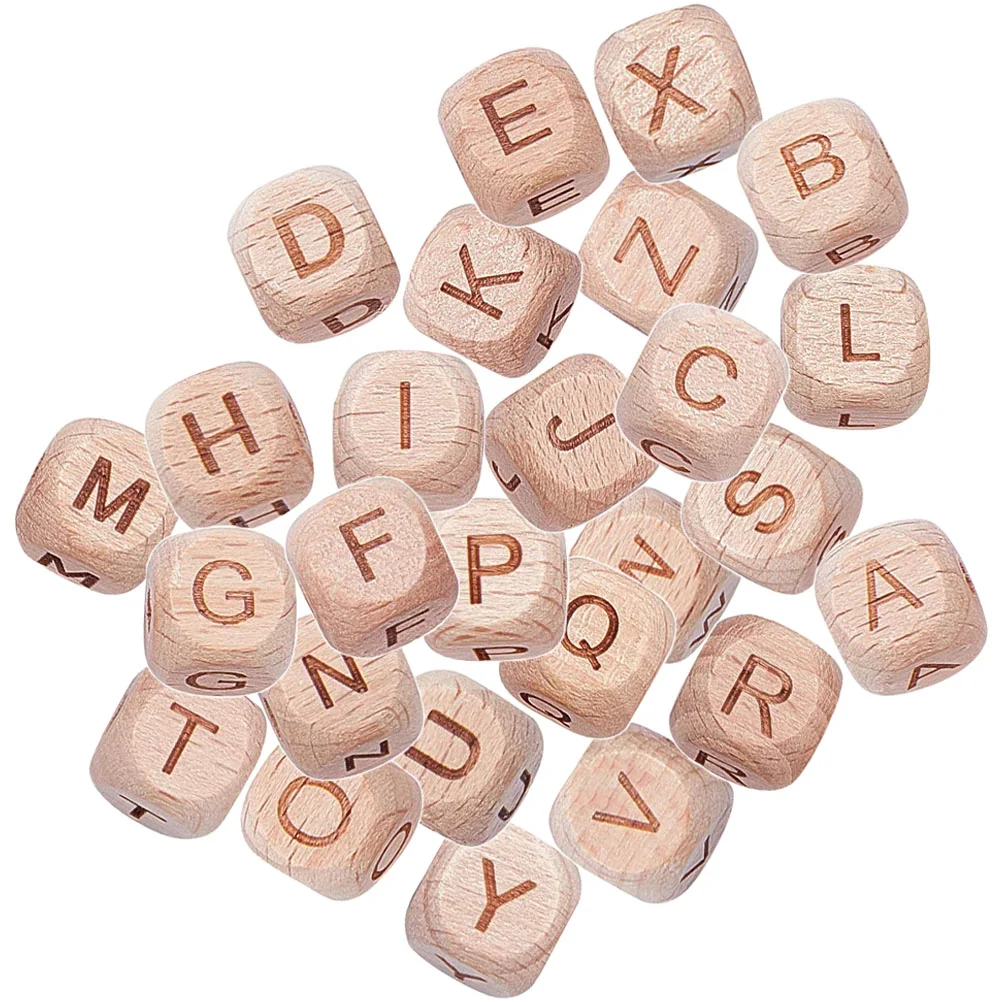 

Beads Letter Wooden Wood Alphabet Cube Bead Making Loose Craft Diy Natural Square Initial Spacer Jewelry Maze Bracelet Keychain